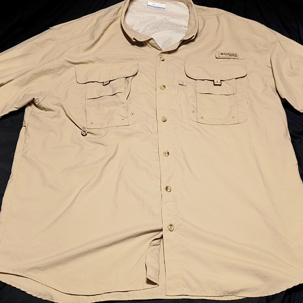 Columbia PFG Omni-Shade Button-Down Mens Large Long Sleeve Fishing Vented